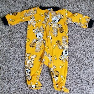 Disney Mickey Minnie Mummy Halloween Orange Warm One Piece Baby 0/3 Months